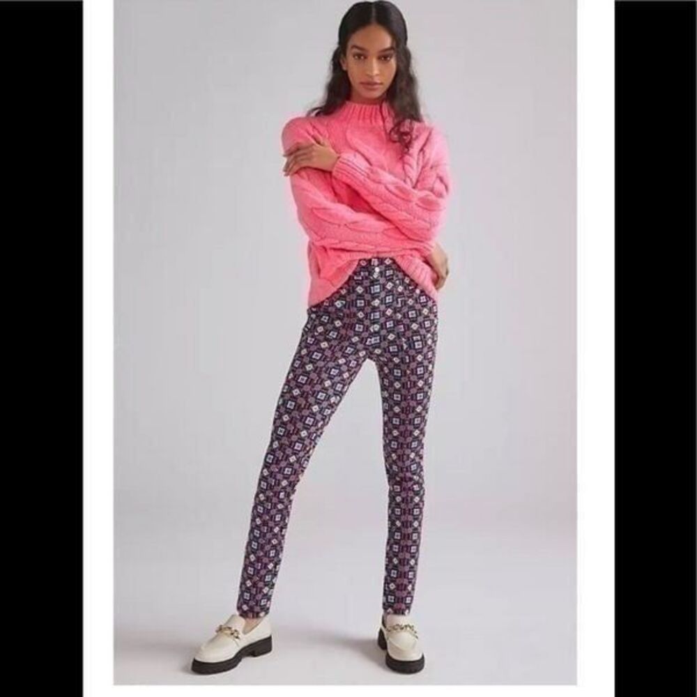 Anthropologie Maeve Slim Ponte Pants in Pink